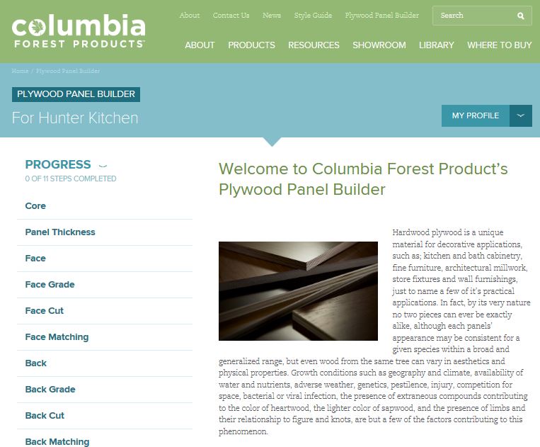 Columbia Forest Products Online Plywood Panel Builder JLC Online