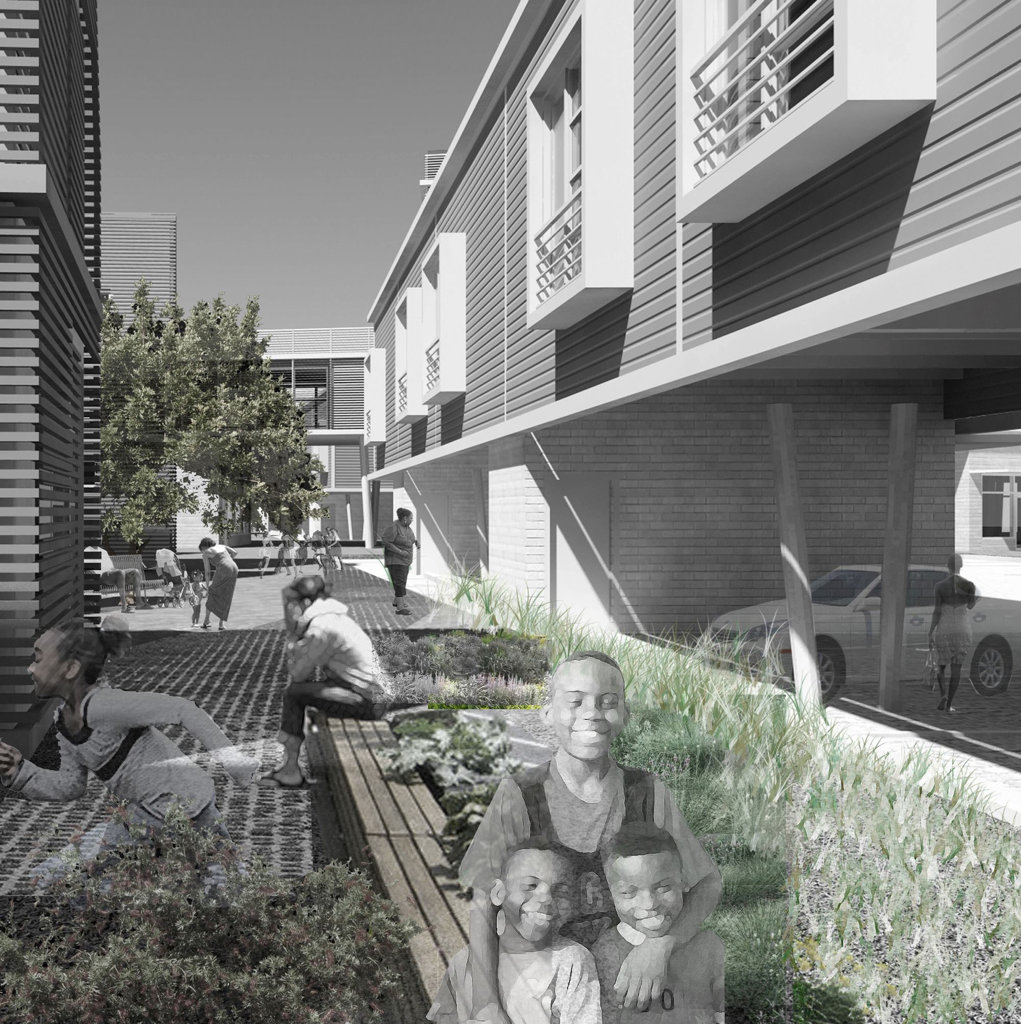 Community City Between Building and Landscape. Afforable Sustainable