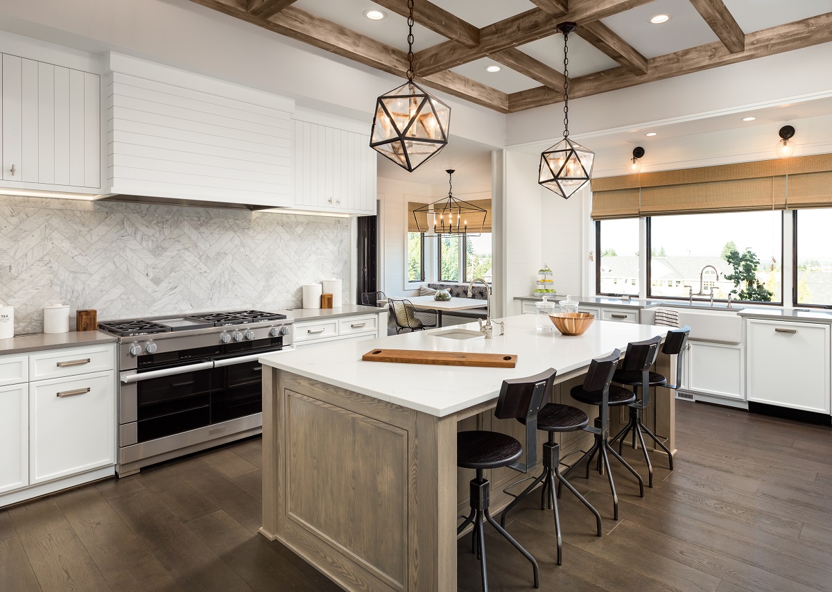 kitchen island and knee wall