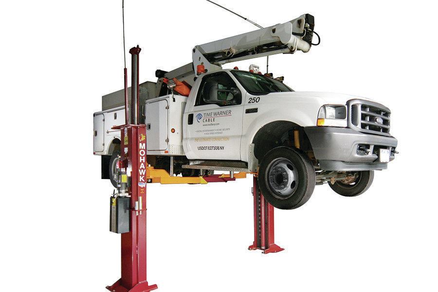 Twopost lift from Mohawk Lifts Concrete Construction Magazine