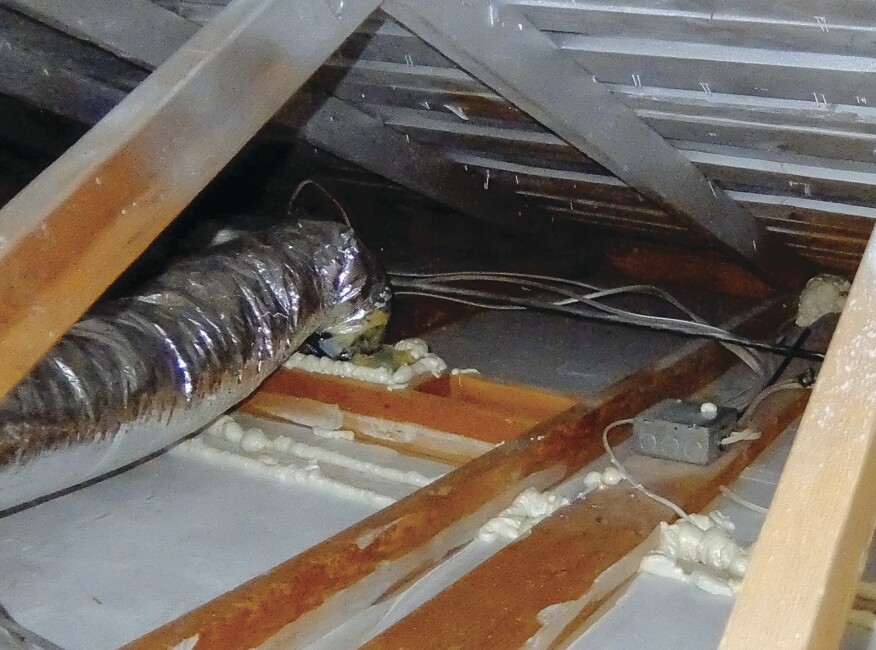 Duct boots are best sealed with foam sealant.