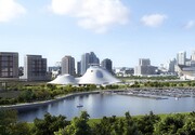 Rendering of the museum from south east. (Sept. 18, 2015)