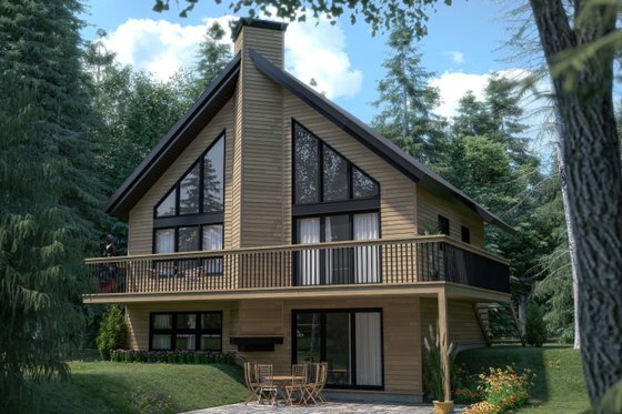 Cabin Plan with Walkout Basement 23-2023 - Front Exterior