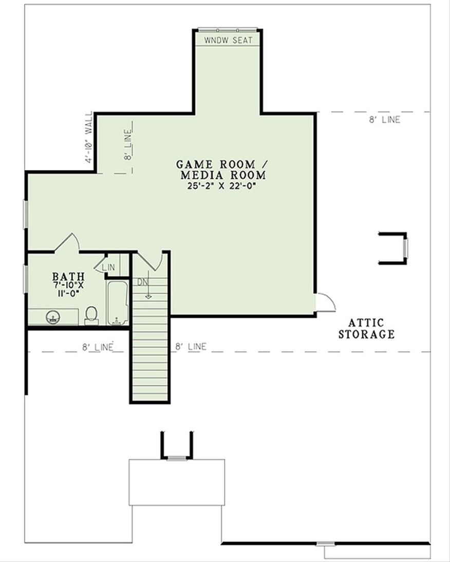 Mid-Size House Plan with Front-Facing Garage, Upper Level. See Details at Houseplans.com.