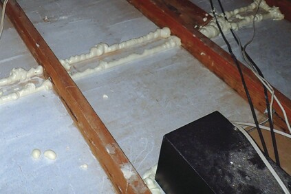 They can be sealed effectively with canned or boxed foam sealant, but with foam
sealant, installers have to be extra careful to not miss spots along each side of the plates.