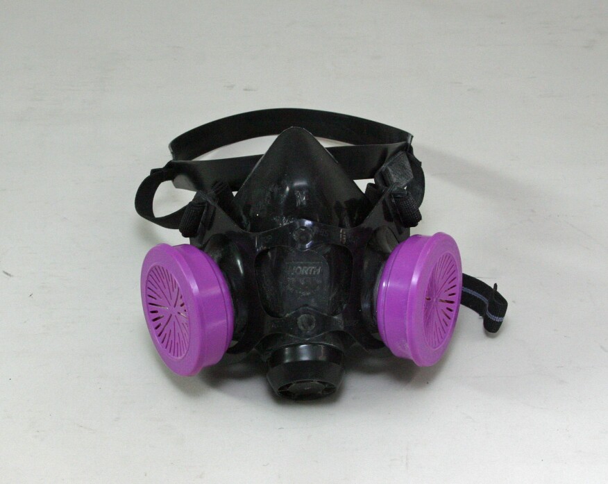 A reusable, half-mask respirator provides reliable protection for workers, but only if it is properly fit, and requires careful fit testing. They are available in a variety of sizes. This one is sized “medium.”