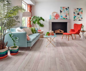 Fast growing LVT (luxurvy vinyl tile) offers performance and style. This is from Armstrong's new waterproof Pryzm collection.