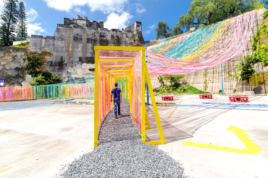 As part of Taller Ken’s ongoing design/build initiatives, student volunteers assembled the firm’s Playa Chomo temporary canopy in three months, creating a space made of recycled elastic ribbons for cultural events, concerts, and community engagement in Guatemala City.