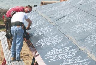 On this waterfront roof, the builder covered the entire roof with self-adhering membrane, eliminating the use of standard #30 felt underlayment. With a self-adhering membrane and reduced course exposure, cedar shingles may be installed on roof slopes as shallow as 3/12.