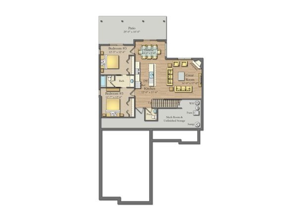 Craftsman Vibes 1057-20 - Lower Floor Plan