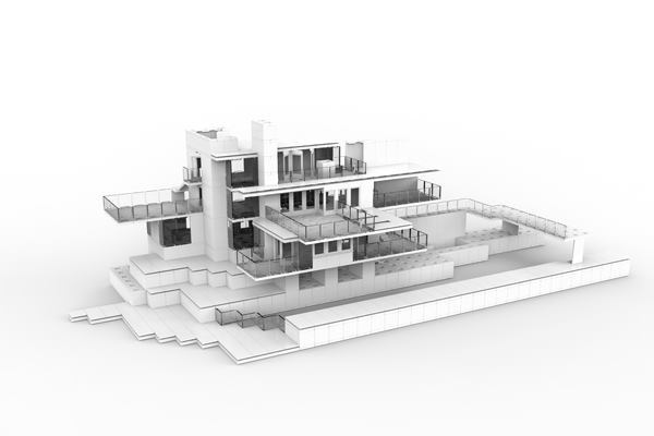 A panelized replication of Frank Lloyd Wright's Fallingwater residence.