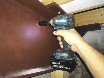 The anchors were first snugged with an impact driver.