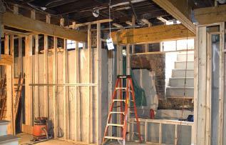LVL beams now support the first floor, with room above for mechanicals.