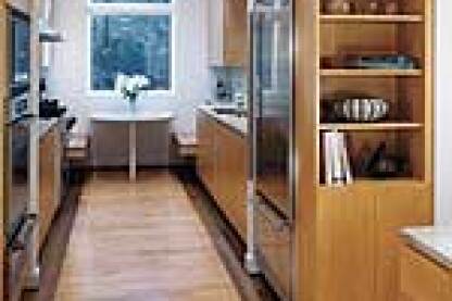 Dishwasher: Kitchenaid; Entry doors: Marvin; Garage doors: Overhead; Hardware: Schlage, Ives, Baldwin; Interior doors: Morgan; Kitchen fittings: Grohe; Kitchen fixtures: Franke; Oven: Dacor; Range hood: Best by Broan; Refrigerator: Sub-Zero; Skylights: Wasco; Windows: Marvin.