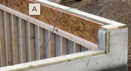 Figure 2-A. Instead of bearing on the sills, the joists are supported by 2x4 walls framed within the foundation walls.