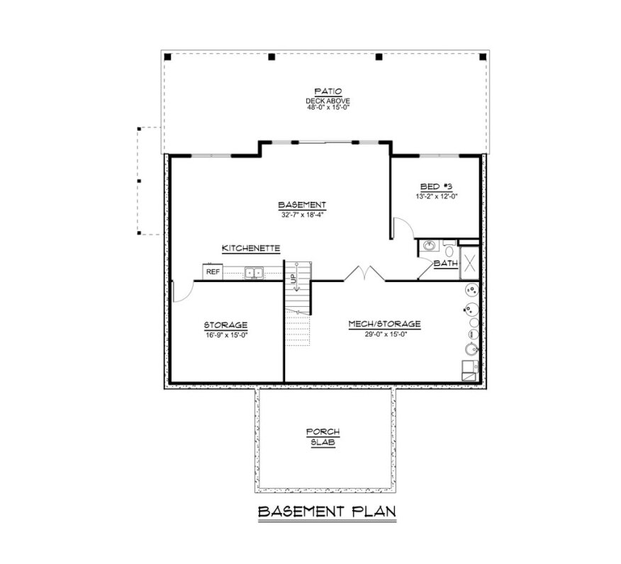 Modern house plan with deck, optional finished lower level. See details at Houseplans.com.