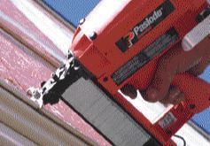 For foam insulation and other soft sheathing, the manufacturer includes a "handlebar" work element. The aluminum bar rides on the siding and provides a solid surface for depressing the contact foot.