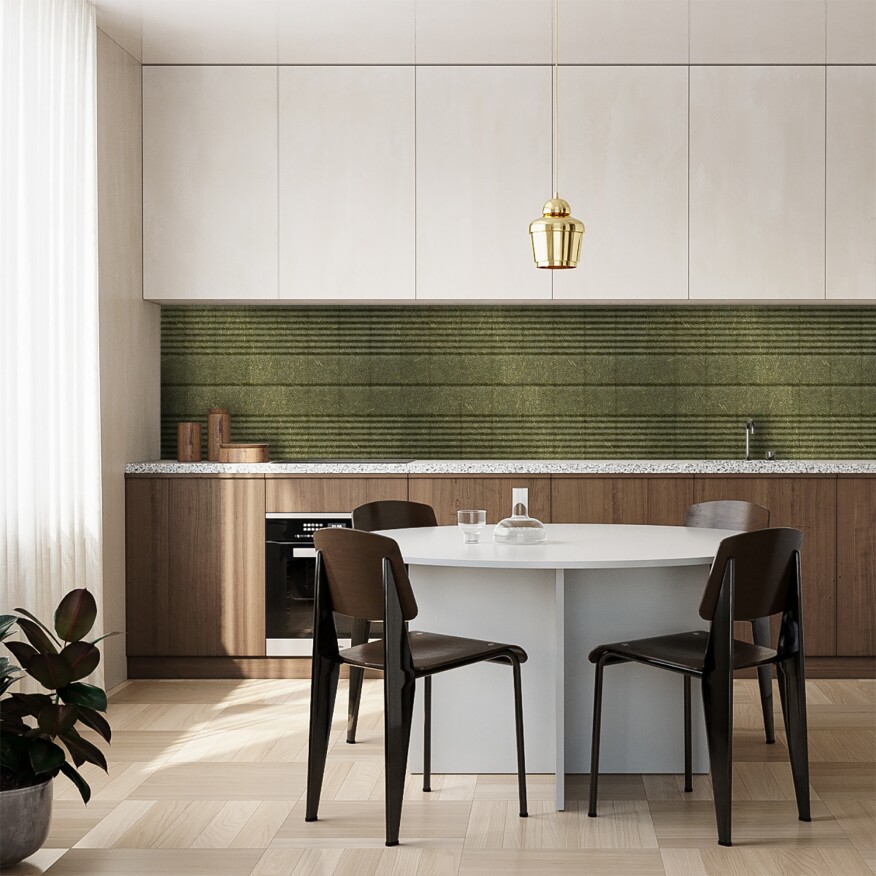 Ottan-Studio-designed architectural panels made from grass, used here as a backsplash