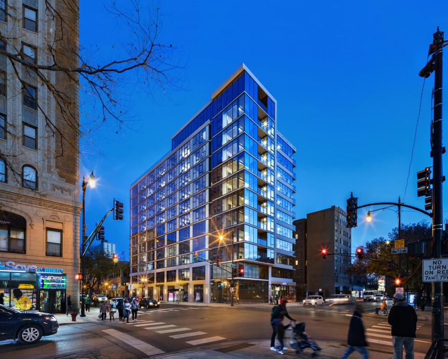 Upshore Chapter, a 149-unit mixed-use development in Chicago by CRG, Lamar Johnson Collaborative, and Clayco