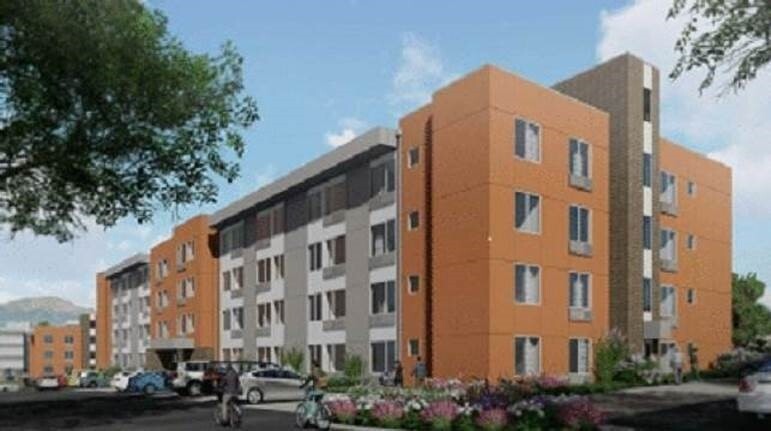 Academy Heights Apartments, which will have 201 apartments in three four-story buildings, is scheduled to be completed in March 2023.