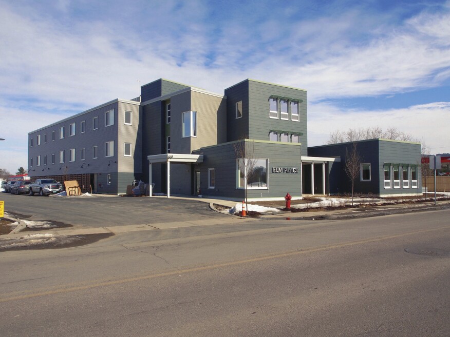 A view of the completed Elm Place project, with administrative and common areas near the street and apartments to the rear, above the parking garage. The building reached Passive House certification at an upcharge of about 2% from the client’s earlier Wright House project.