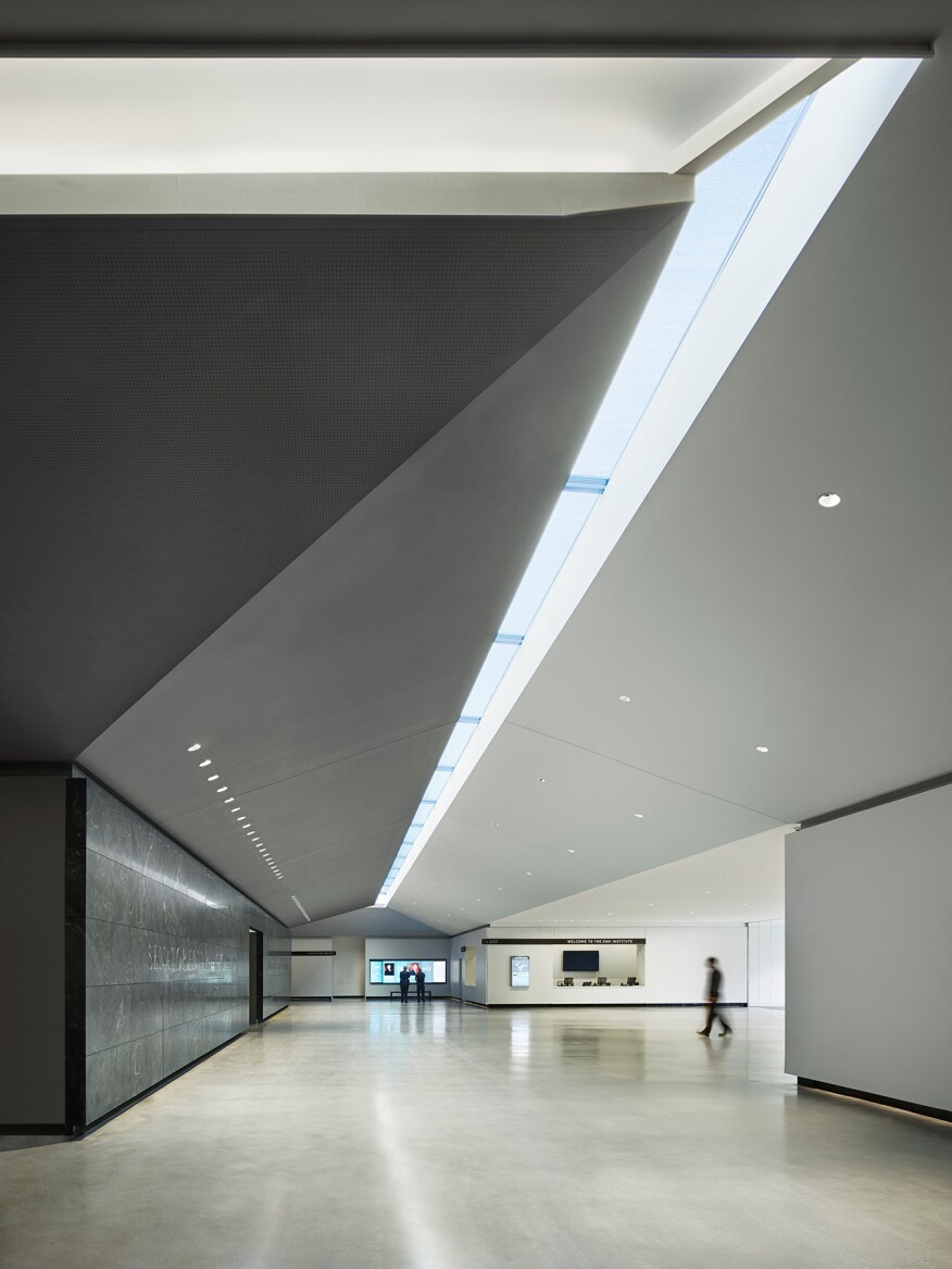 A skylight brings natural light into the lobby.