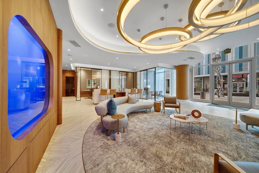 Shoreline Gateway's lobby features a 700-gallon jellyfish tank.