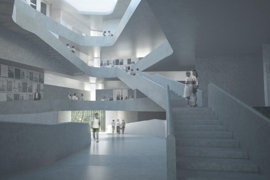 Rendering, Visual Arts Building, University of Iowa