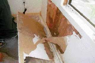 Removing the drywall revealed the extent of the damage.