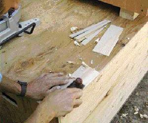 Another way to ease the transition from one level to another when installing decorative shingle patterns is to taper the edge of the shingle with a block plane.