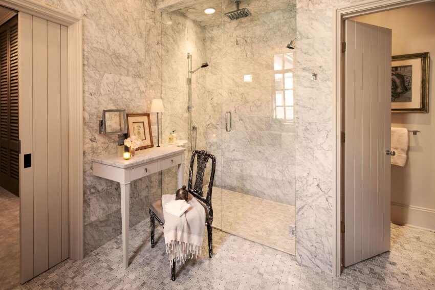 Elegant Marble Bath Remodel Shines