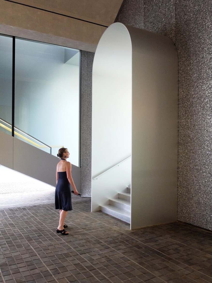 Exterior doorway to the Plinth—a welcoming yet physically inaccessible architectural gesture.