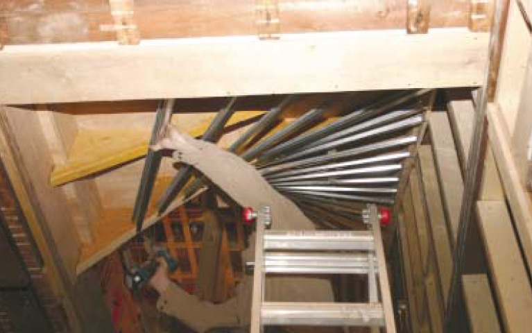 Leveling automatically fans the furring across the plane of undercarriage. The eye is the final judge of appearance: To ensure a pleasing line, individual furring pieces may need slight adjustment.