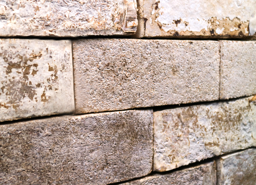Biohm-designed brick samples made from mycelium