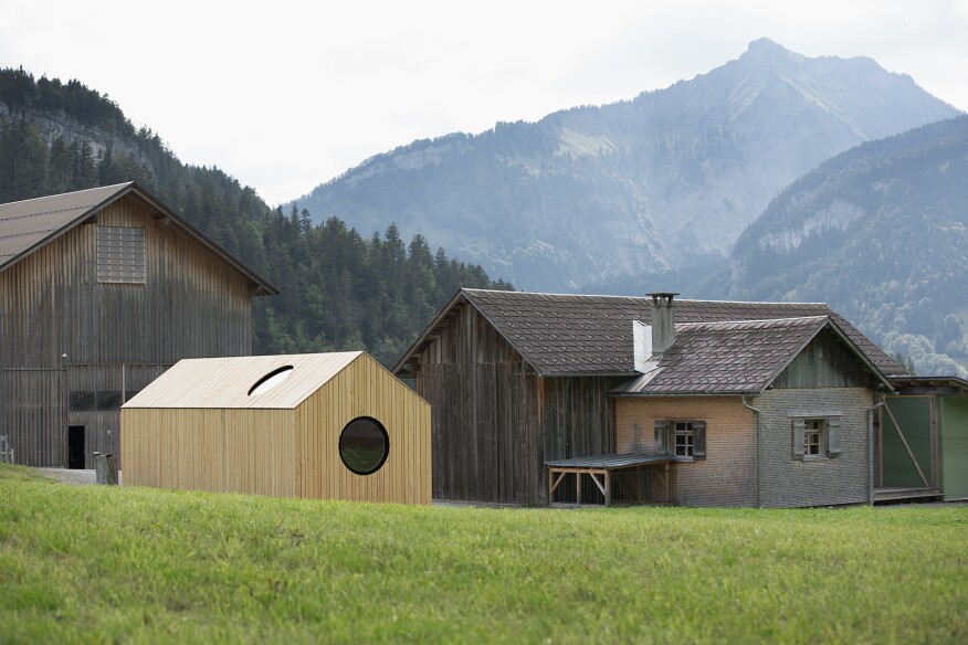 Commissioned by Bezau, Austria–based timber home builder Kaspar Greber, Pavilion KG showcases the potential and craft of the company’s products in a demonstration hut that allows visitors—namely, prospective clients—to experience the touch, smell, and ambience of wood construction firsthand.