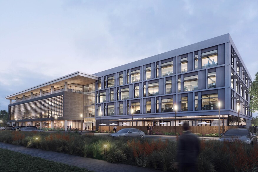 The new headquarters for biotech firm Exelixis in Alameda, Calif., designed by brick. and Peter Rumsey at PEI, will buy power from a city-owned utility that can provide 100% renewable energy.