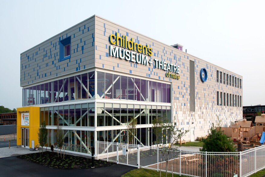 The Children’s Museum and Theatre of Maine is a modern metal and glass structure, however the pattern of the Precision Series metal tiles are inspired by nature, with the Stone White, Granite, Cityscape and Berkshire Blue forming a seemingly organic façade inspired by rippling water, butterfly wings, fish scales, and tree bark.