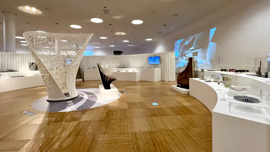 The Innovation zone shows various examples of material research and development