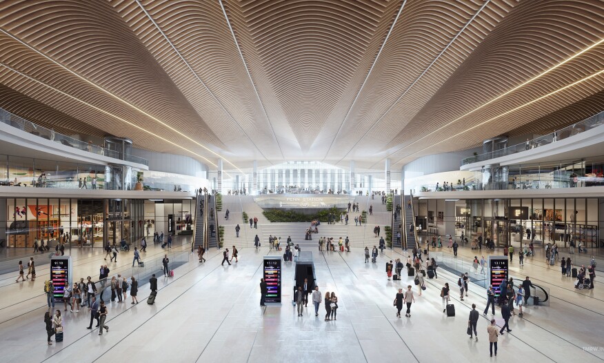 A rendering of ASTM Group's proposal for Penn Station in New York.