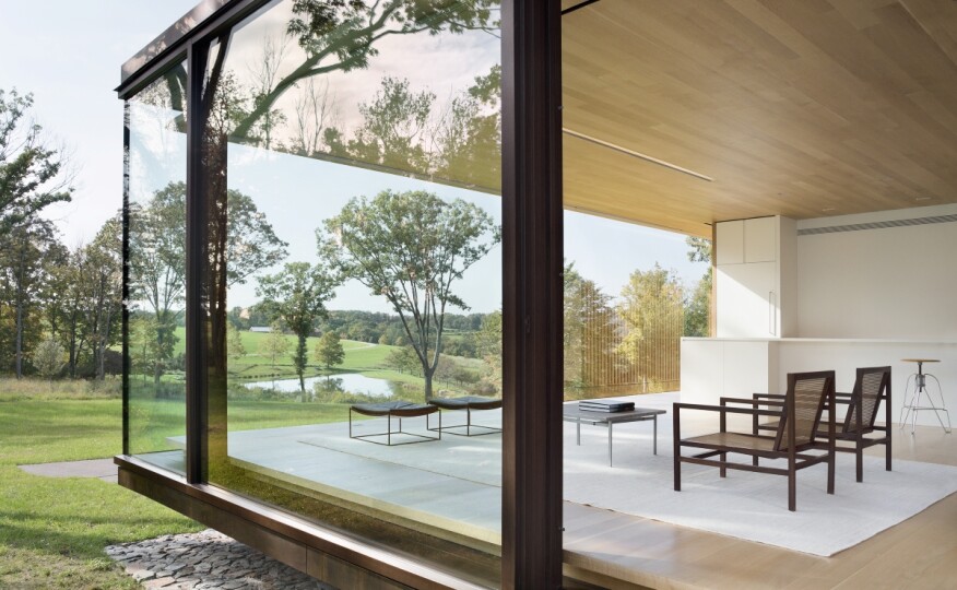 The LM Guest House in Dutchess County, N.Y., by Desai Chia Architecture. Photo by Paul Warchol.
