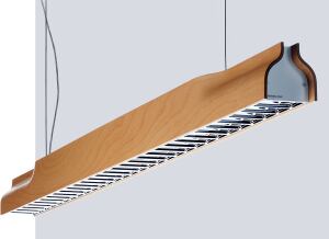 Zumtobel

www.zumtobel.com

Beechwood and walnut finish options

Available in direct and direct/indirect models

Lamping options include 28-watt T5 or 54-watt T5HO for the direct fixture; 35-watt T5 or 80-watt T5HO for the direct/indirect

Eternit synthetic concrete fiber finish

Specular louver options available


