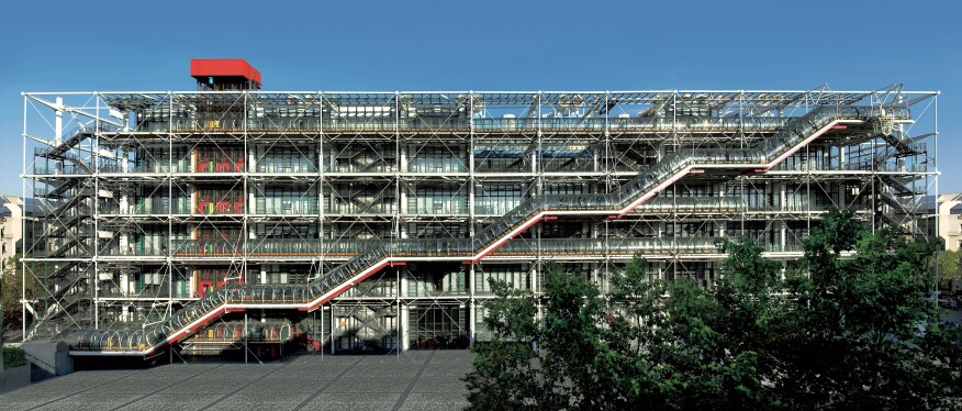 The Centre Pompidou in Paris designed by Renzo Piano and Richard Rogers