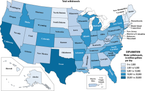Total water withdrawals by State, 2015
