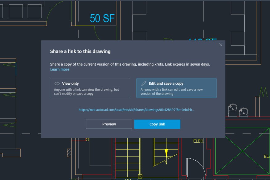 Share feature in AutoCAD 2022