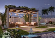 Modern villa outdoor lounge in a garden