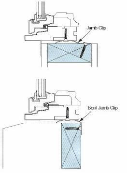 In this detail from Andersen, metal clips secure the window to the framing, helping to transfer wind pressure and impact forces to the structure.