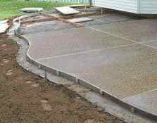 The edge of this slab was formed to accept a brick head course. There was too much concrete to pour and finish in a single day, so the crew stopped at a joint.