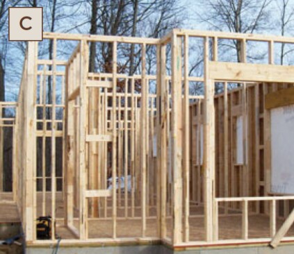 Figure 2-C. On this 2,400-square-foot house, the additional framing and concrete work added about $850 to the budget.
