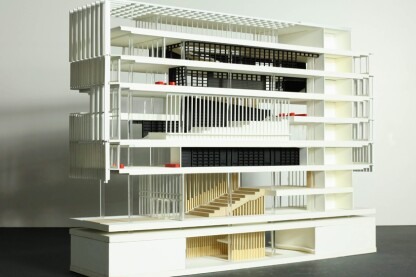 A section model for the University of Lima library created by Sasaki.