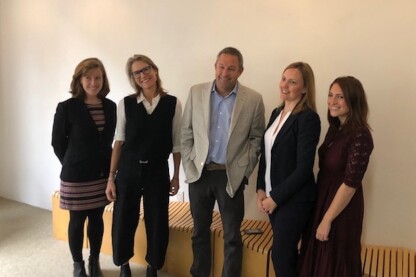 Hive 2018 deans: (l to r) standing in for Carol Galante, Sara Draper Zivetz, associate director, Terner Center for Housing Innovation; Anne Torney, AIA, LEED AP BD+C, partner, Mithun;  Fritz Wolff, co-founder, Katerra; Caroline Vary, managing director of asset management, Jonathan Rose Companies; and Natalie Bruss, partner, Fifth Wall.
